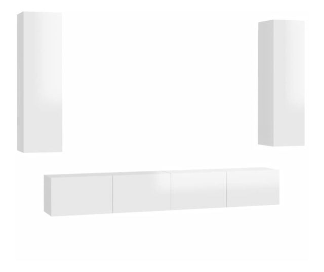 Set TV ormarića, 4 komada, bijeli visokog sjaja, MDF