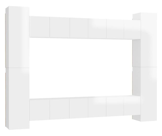 Set TV ormari, 10 komada, bijeli ekstra sjajni, PAL