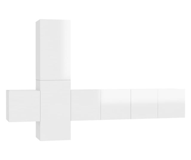 Set TV ormarića, 5 komada, bijeli visoki sjaj, PAL