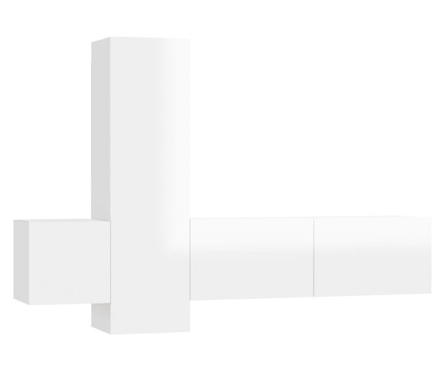 Set TV ormarića, 3 komada, bijeli visokog sjaja, MDF