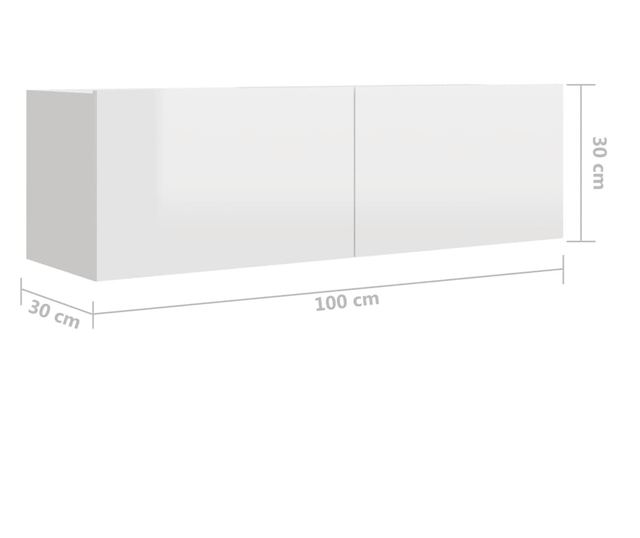 Set TV ormarića, 3 komada, bijeli visokog sjaja, MDF