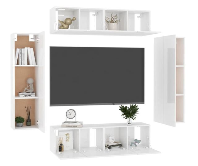 Set za TV, 6 dijelova, bijeli ekstra sjaj, PAL