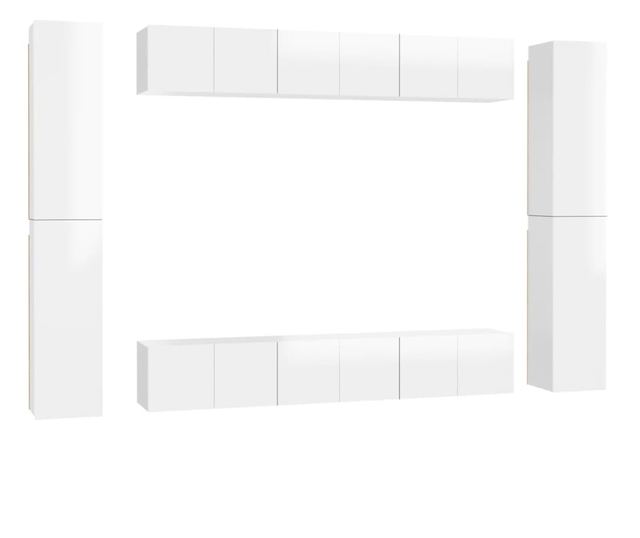 Set TV ormari, 10 komada, bijela ekstra sjajna, PAL
