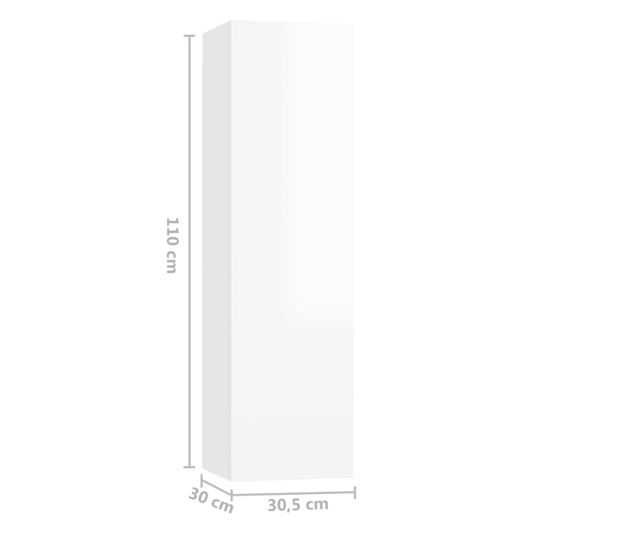 Set TV ormarića, 3 komada, bijeli visokog sjaja, MDF