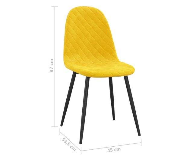 Stolice za kuhinju, 6 kom., žuta senf, baršun