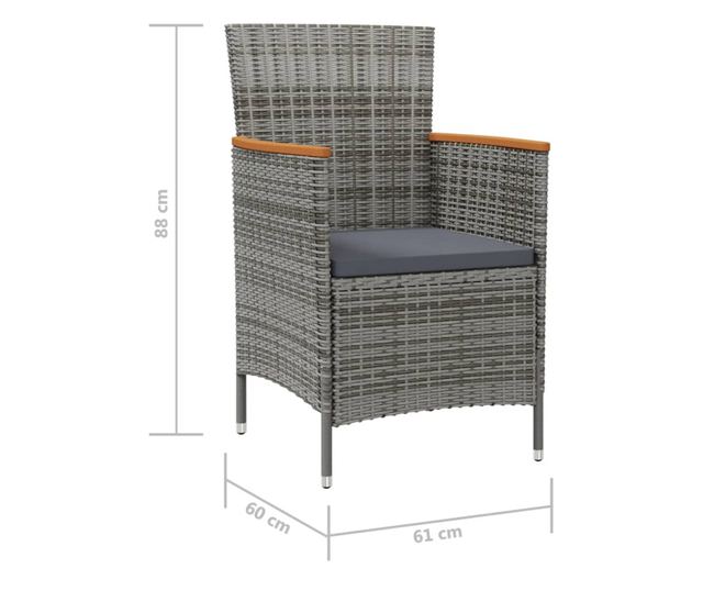 Stolice za kuhinju za vrt, 2 kom., siva, poliratan