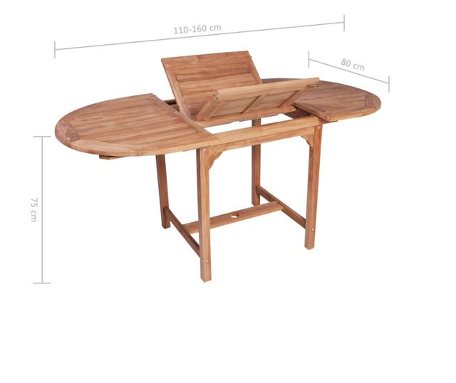 Vanjski set namještaja, 7 dijelova, masivno tikovo drvo