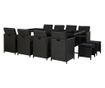 Set vanjskog namještaja s jastucima, 13 komada, crna, poliratan