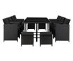Set vanjskog namještaja s jastucima, 13 komada, crna, poliratan