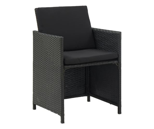 Set vanjskog namještaja s jastucima, 13 komada, crna, poliratan