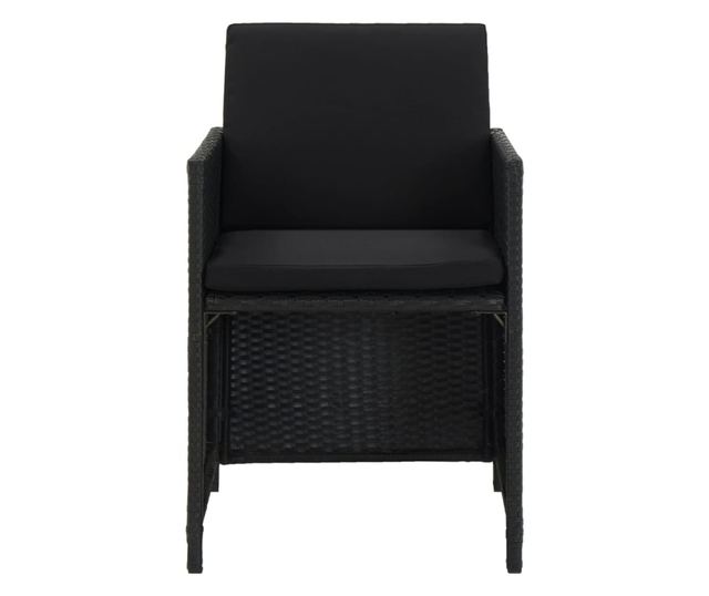 Set vanjskog namještaja s jastucima, 13 komada, crna, poliratan