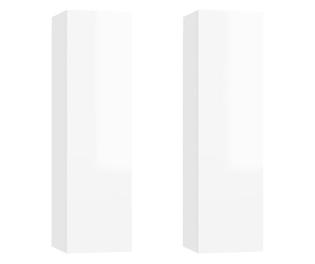 TV komode, 2 kom., bijele visoki sjaj, 30,5x30x110 cm, PAL