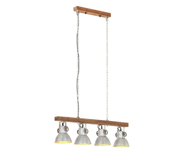 Industrijska viseća lampa, srebrna, drvo manga, E27