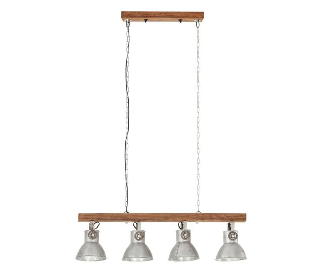 Industrijska viseća lampa, srebrna, drvo manga, E27