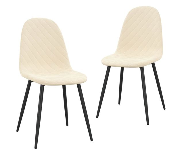 Stolice za kuhinju, 2 kom., krem bijela, baršun