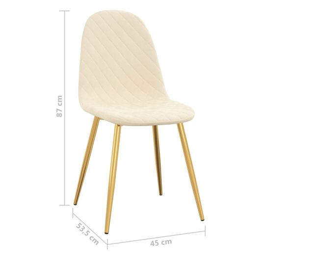 Stolice za kuhinju, 2 kom., krem bijela, baršun