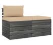 Set namještaja za vrt od paleta, 2 komada, s jastucima, borovo drvo
