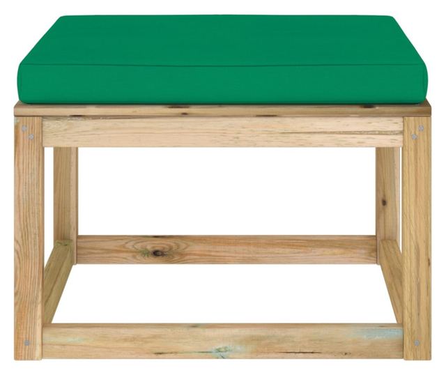 Tabureti za vrt s jastučićem, tretirano drvo bora zeleno