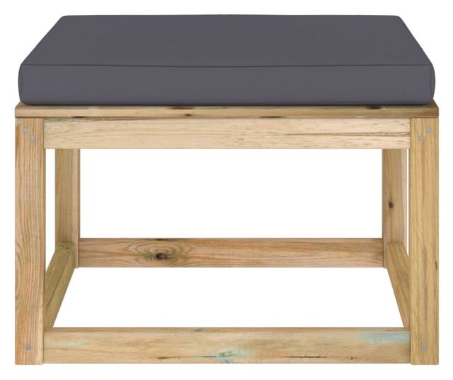 Tabureti za vrt s jastučićem, tretirano drvo bora zeleno