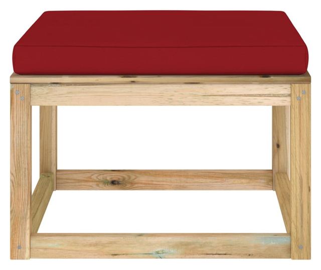 Tabure za vrt s jastučićem, tretirano drvo bora zeleno