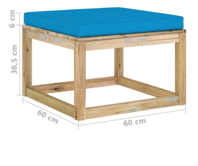 Tabureti za vrt s jastučićem, tretirano drvo bora zeleno