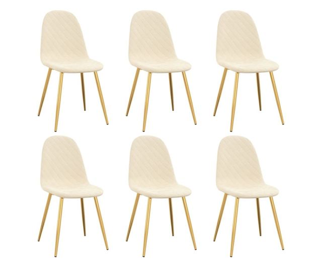 Stolice za kuhinju, 6 kom., bijela krem, baršun