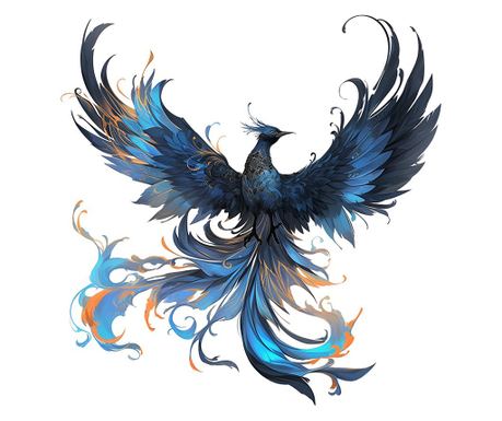 Sticker decorativ, Pasarea Phoenix, Turcoaz, 61 cm, 1323STK-6