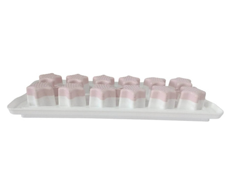 Cutie pentru cuburi de gheata cu capac in forma de stea, Roz, 12 cavitati, 3 cm, AK71-2