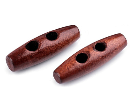 Set 10 nasturi ovali din lemn, finisaj lacuit, 40 mm, Natur roscat