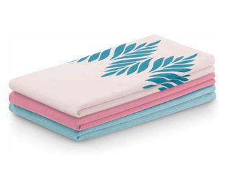 Set prosop de bucatarie Letty modern cu model decorativ imprimat, 3 buc, Roz, 50x70 cm