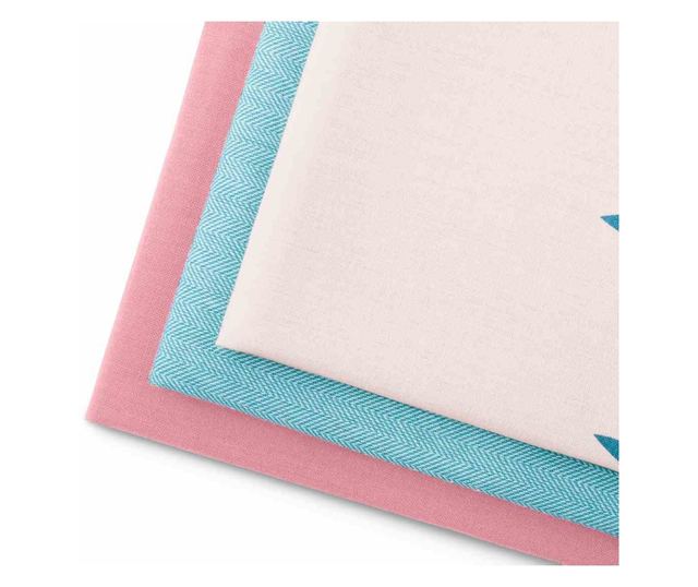 Set prosop de bucatarie Letty modern cu model decorativ imprimat, 3 buc, Roz, 50x70 cm