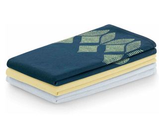 Set prosop de bucatarie Letty modern cu model decorativ imprimat, 3 buc, Galben, 50x70 cm