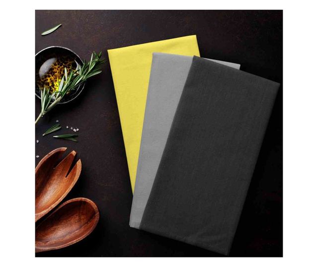 Set prosop de bucatarie Letty model clasic, 3 buc, Galben, 50x70 cm