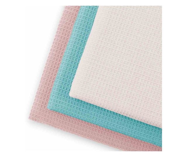 Set prosop de bucatarie Letty model clasic in relief, 3 buc, Roz pudra, 50x70 cm