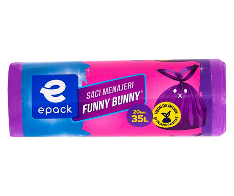Saci menajeri Epack Funny Bunny, 35 l, 52 x 57 cm + 16 cm, 20 buc/rola, Mov
