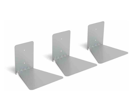 Set 3 rafturi pentru carti de perete stil minimalist colectia Conceal, 13x13x14 cm, Gri, Umbra