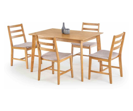 Set masa si 4 scaune bucatarie stil clasic colectia Sten, 120x80x75 cm, Maro deschis, Halmar
