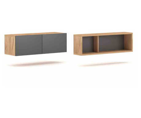 Set 2 dulapuri orizontale stil modern colectia Albion, 80x26.8.25 cm, Grafit, Hakano