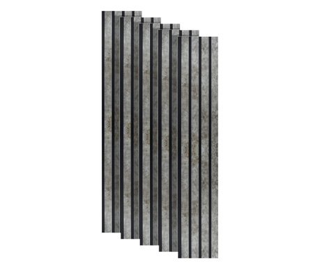 Set 5 panouri decorative, riflaj, polimer rigid, Naimeed D5472, 270x16x1cm, Gri