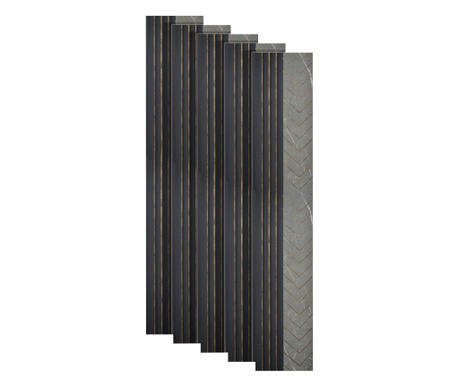 Set 5 panouri decorative, riflaj, polimer rigid, Naimeed D5503, 270x16x1cm, Gri