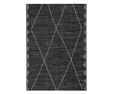 Covor cu par scurt DIEGO culoare negru stil boho 160x230 benuta