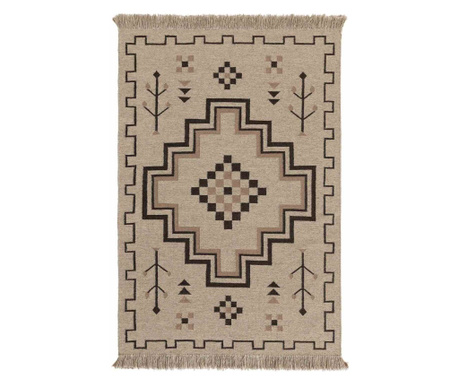 Covor cu par scurt MAHILA culoare bej stil ornament 160x230 benuta