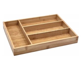 Organizator tacamuri Pufo Cuisine din lemn de bambus cu 4 compartimente, 33 x 25 cm
