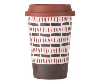 Керамична чаша за пътуване Pufo Tribe за кафе със силиконов капак, 415 мл