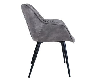 Scaun dining de tip fotoliu Vensan HN Black, textil water-repellent, gri