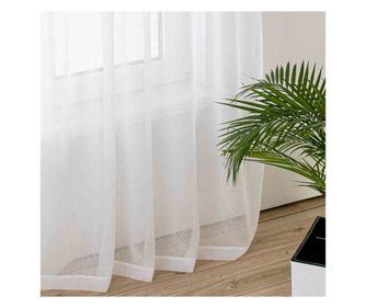 Krepp-voál függöny zsinórlyukakkal, Kresz, 62 g/m2, Homede, 140x175 cm, Fehér Kresz 140x175 cm