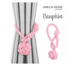 Set 2 snururi de prindere draperii si perdele stil clasic din bumbac, Dauphin, Amelia Home, 54 cm, Roz pudra