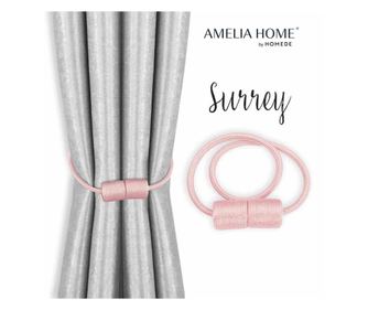 Set 2 accesorii prindere pentru draperii si perdele stil glamour cu magnet, Surrey, Amelia Home, 47 cm, Roz pudra