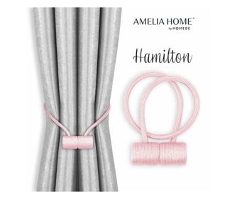 Set 2 accesorii prindere pentru draperii si perdele stil glamour cu magnet, Hamilton, Amelia Home, 46 cm, Roz pudra