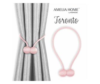 Set 2 accesorii prindere pentru draperii si perdele stil glamour cu magnet, Toronto, Amelia Home, 48 cm, Roz pudra